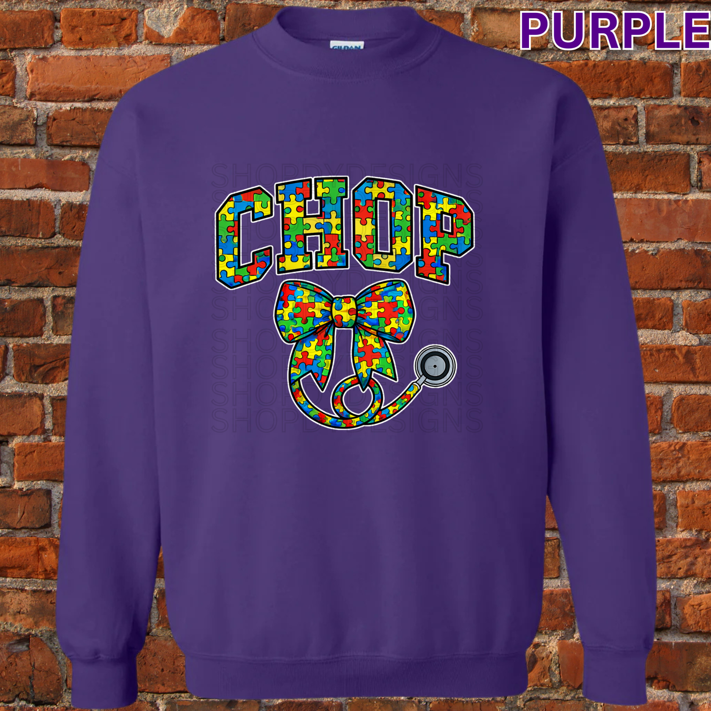 CHOP Autism Puzzle Bow Shirt | Awareness T-Shirt, Crewneck Sweatshirt, Hoodie