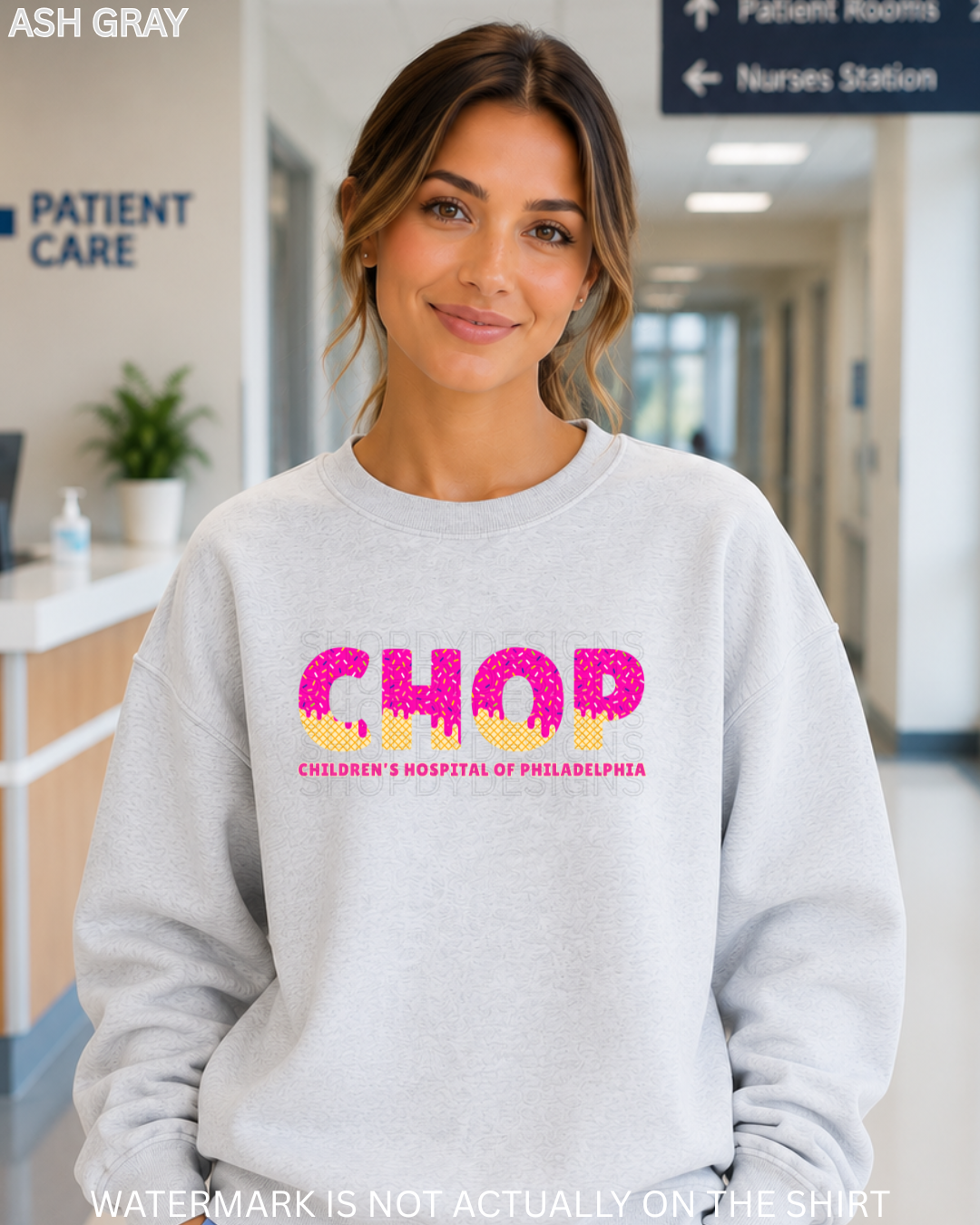 CHOP Ice Cream Drip T-Shirt, Crewneck Sweatshirt & Hoodie | Trendy Healthcare Apparel