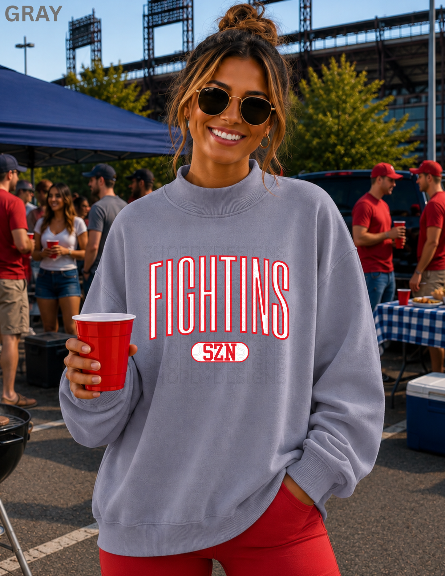 Fightins SZN Mock Neck | Oversized Philadelphia Baseball Sweatshirt