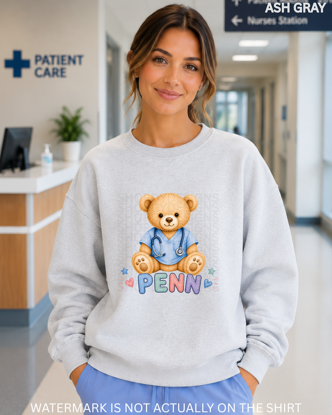 Penn Cute Teddy Bear Healthcare Worker T-Shirt, Crewneck Sweatshirt & Hoodie
