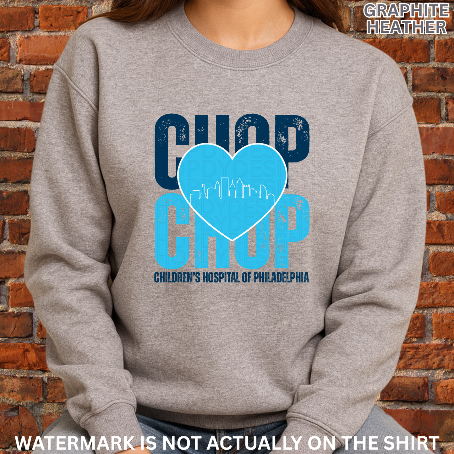 CHOP Stacked Heart Philadelphia Skyline Shirt | Philly Healthcare Pride Apparel
