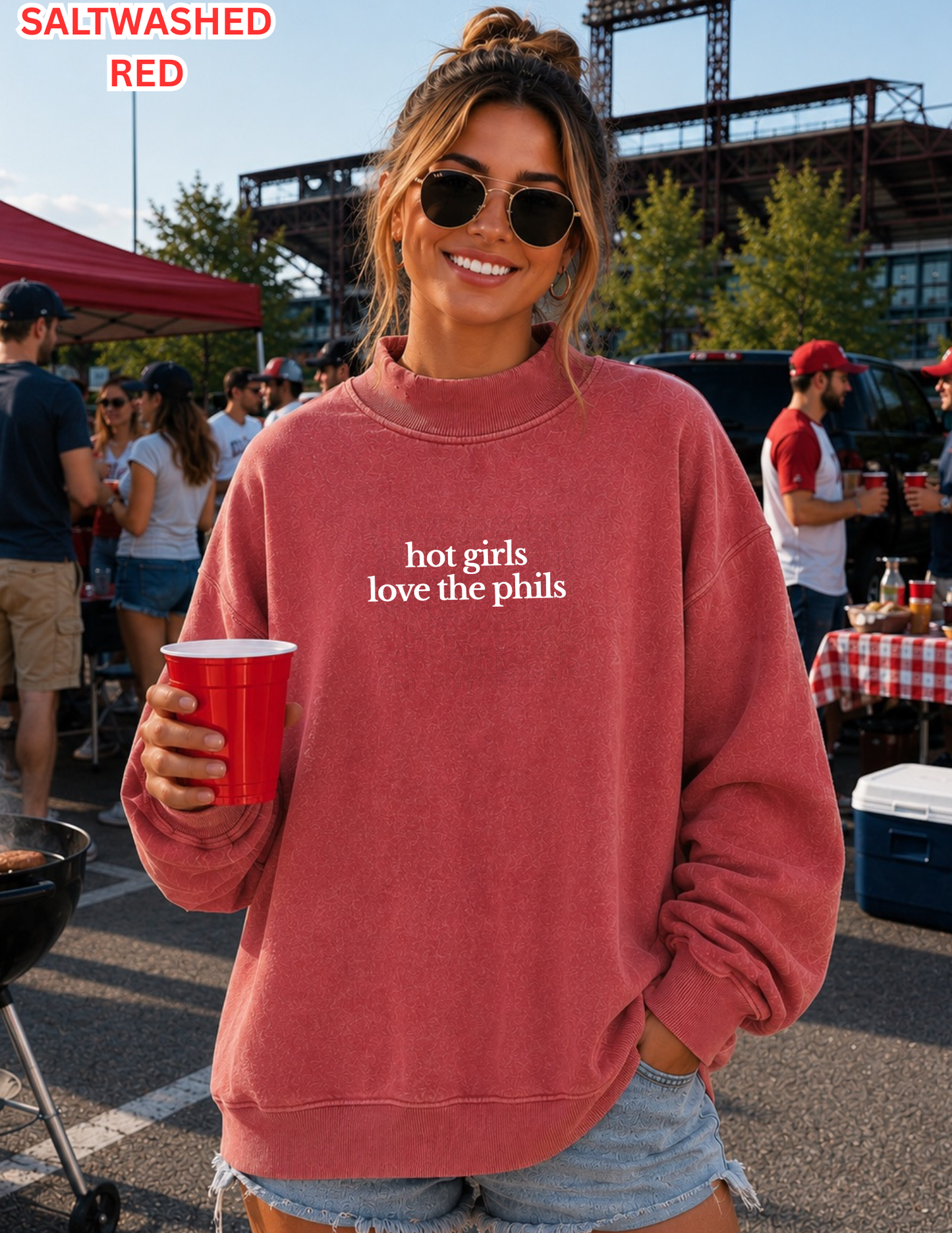 Hot Girls Love The Phils Mock Neck | Oversized Philadelphia Baseball Sweatshirt