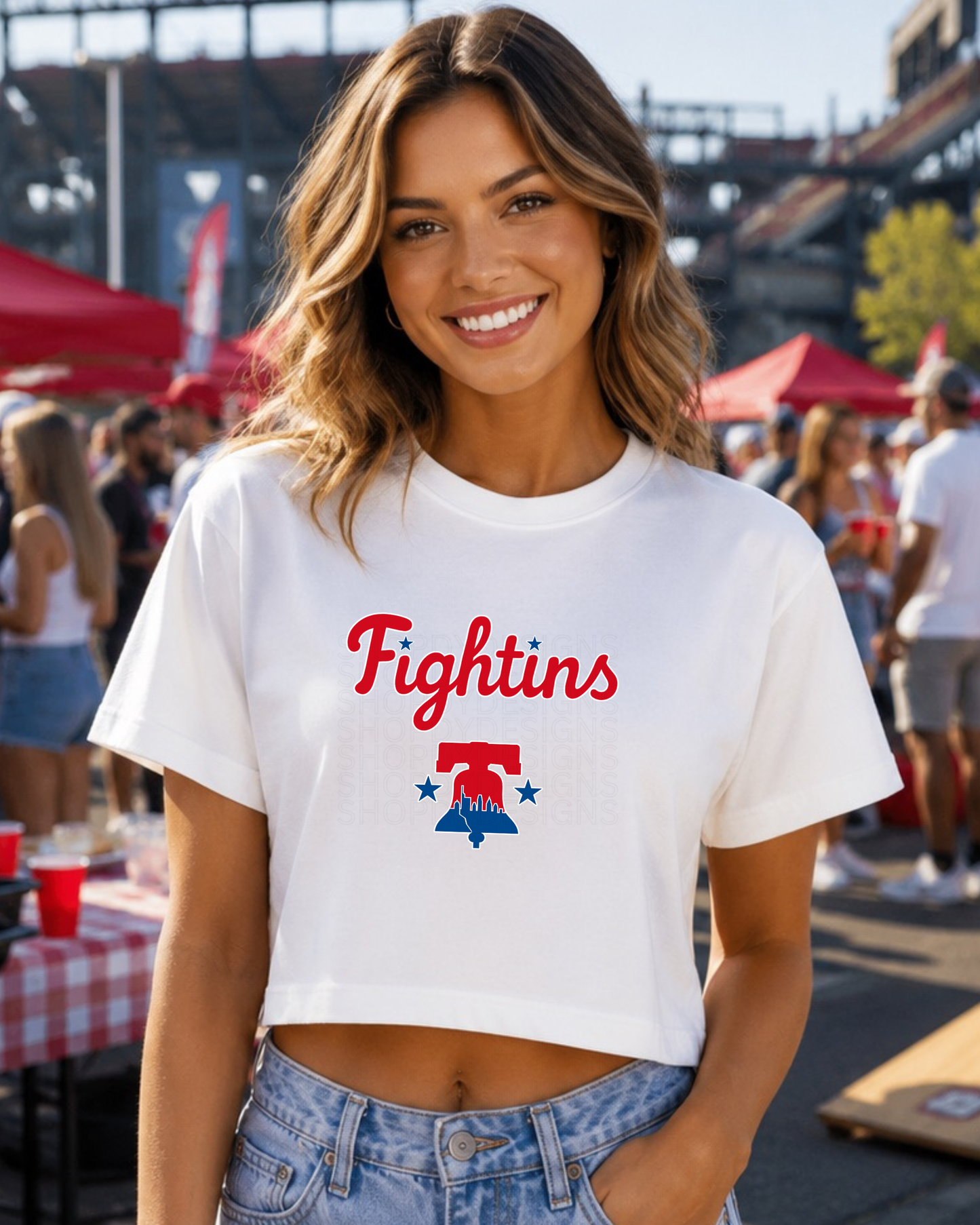 Fightins Liberty Bell Philadelphia Baseball Inspired Women’s Crop Top