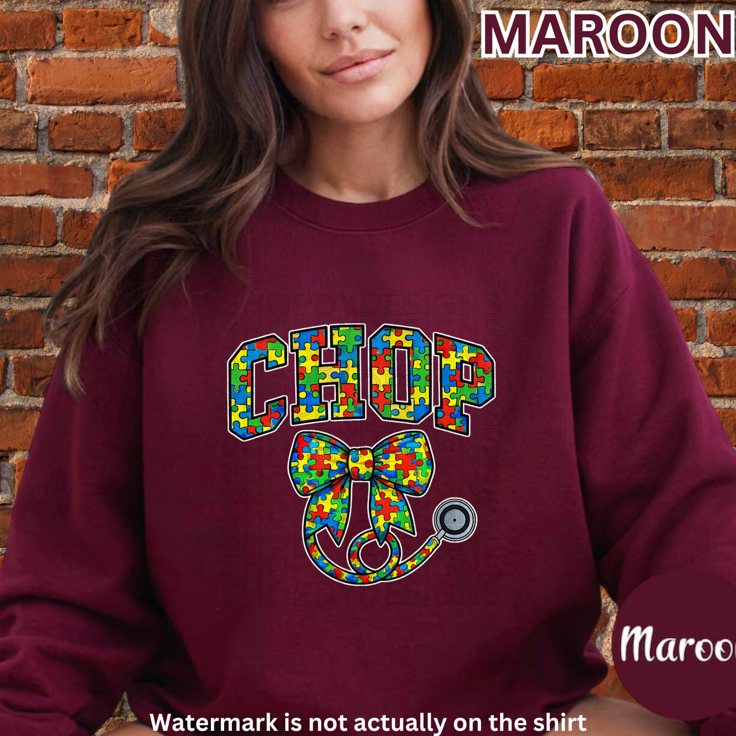 CHOP Autism Puzzle Bow Shirt | Awareness T-Shirt, Crewneck Sweatshirt, Hoodie