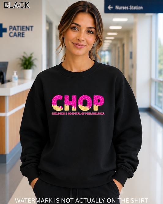 CHOP Ice Cream Drip T-Shirt, Crewneck Sweatshirt & Hoodie | Trendy Healthcare Apparel