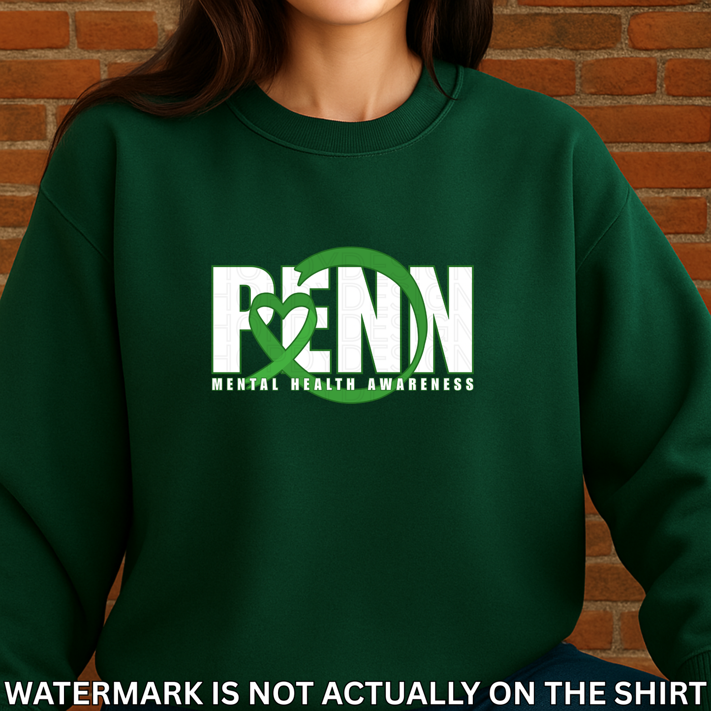 Penn Mental Health Awareness T-Shirt, Sweatshirt & Hoodie | Green Ribbon Heart Design | Healthcare Apparel