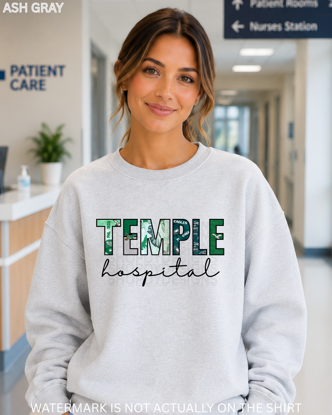 Temple Hospital “First Down” Philadelphia Football Inspired Collage T-Shirt, Sweatshirt & Hoodie