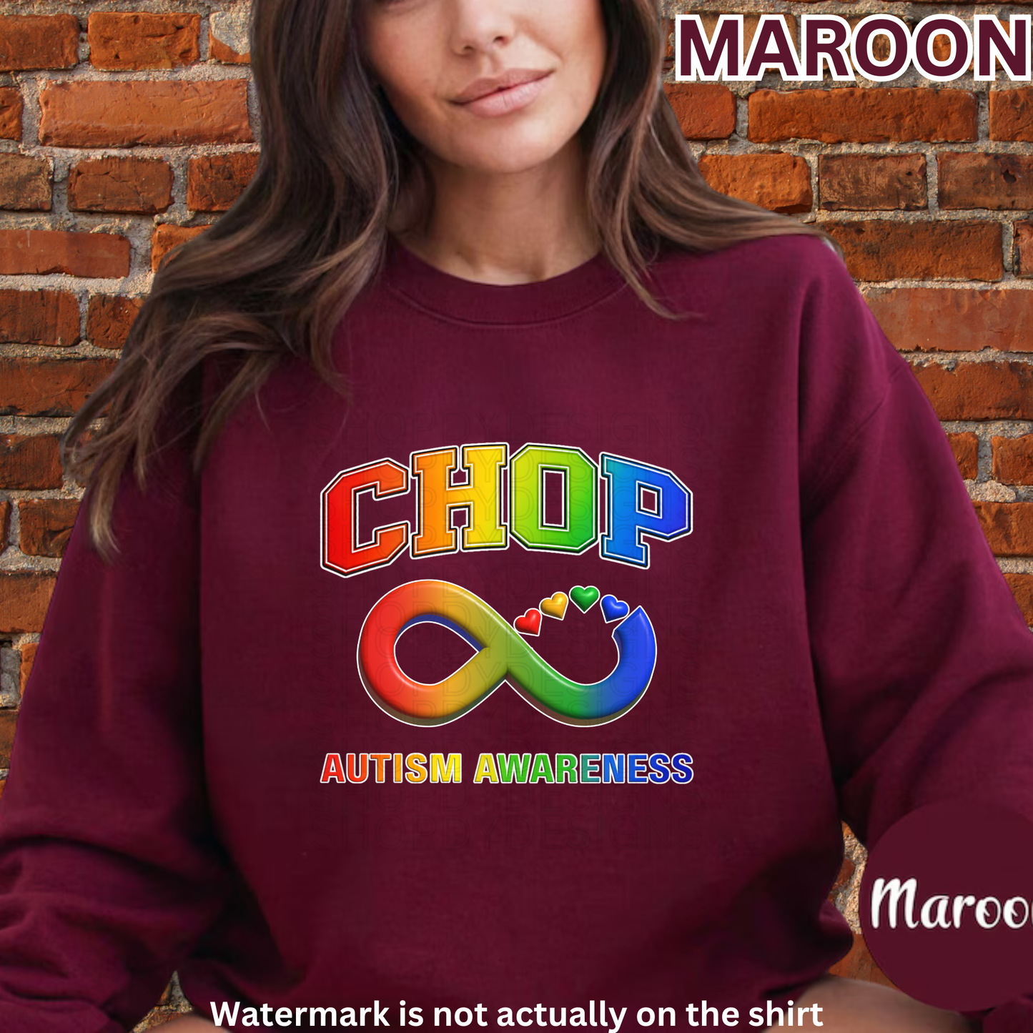 CHOP Autism Awareness Rainbow Infinity Shirt | Neurodiversity Support T-Shirt, Crewneck Sweatshirt, Hoodie