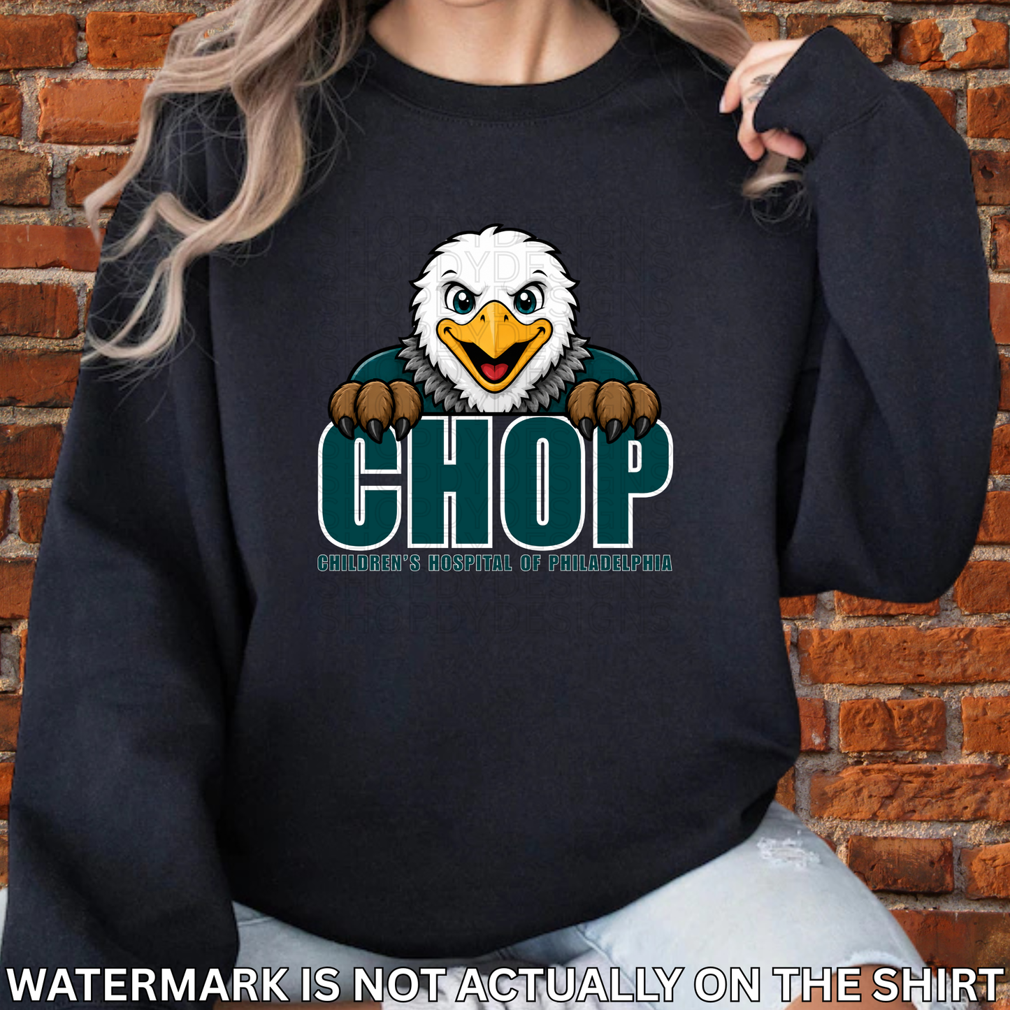 CHOP Philadelphia Football Inspired Mascot “Peek-A-Boo” T-Shirt, Crewneck Sweatshirt & Hoodie