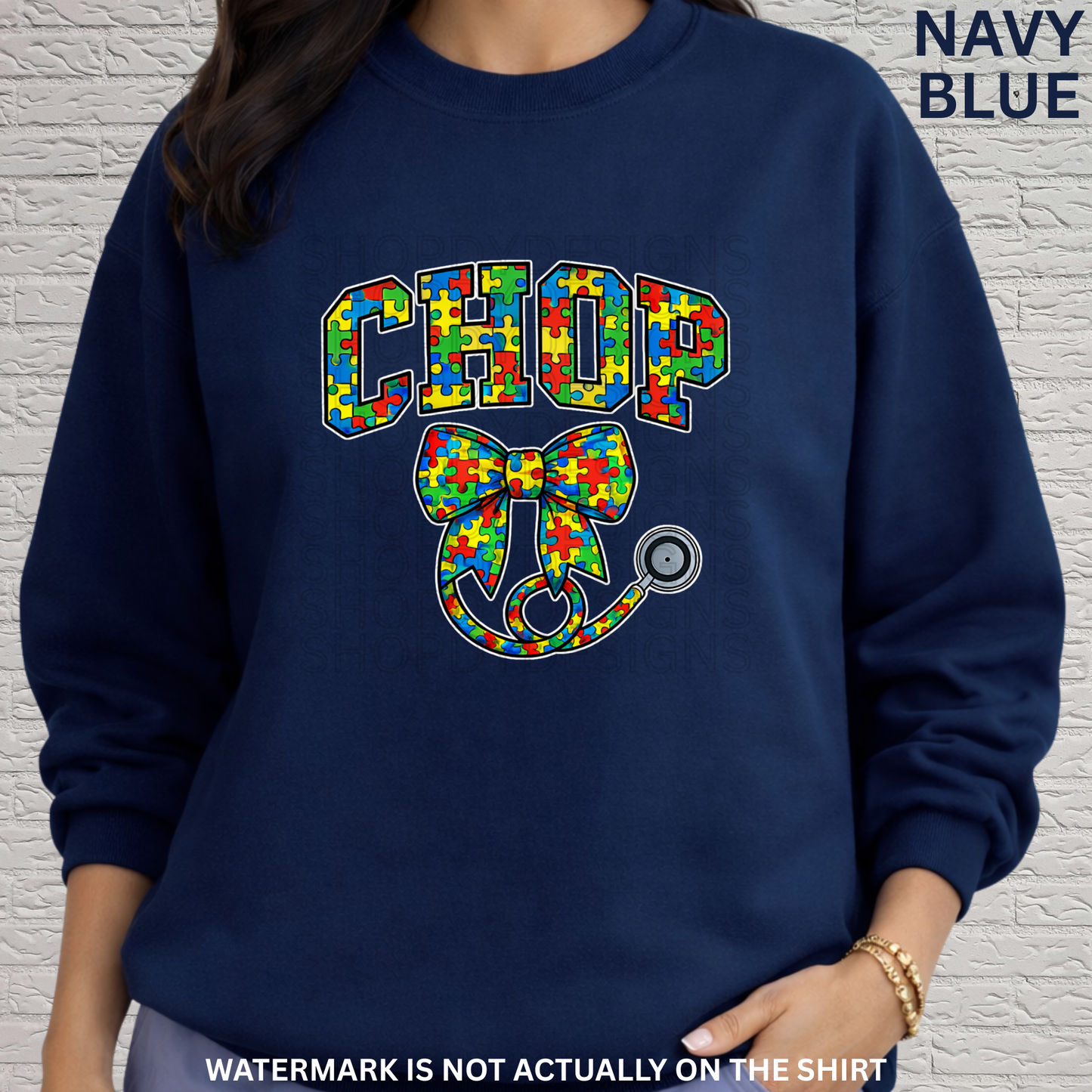 CHOP Autism Puzzle Bow Shirt | Awareness T-Shirt, Crewneck Sweatshirt, Hoodie