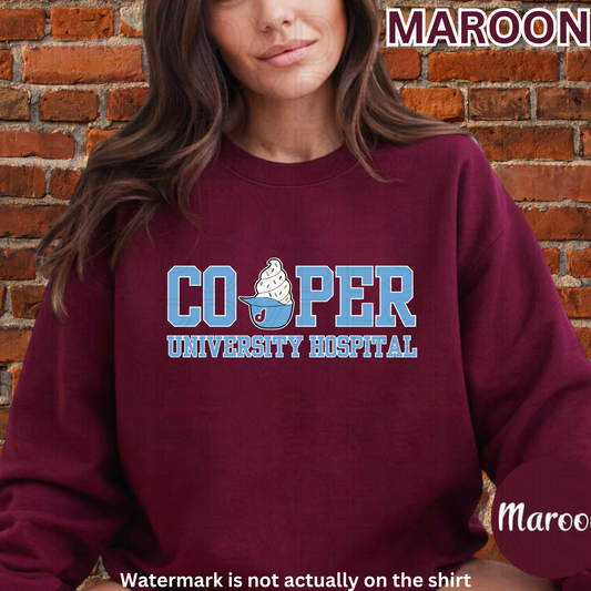 Cooper University Hospital Phillies Ice Cream Helmet Shirt, Crewneck Sweatshirt, Hoodie| Healthcare Worker Apparel