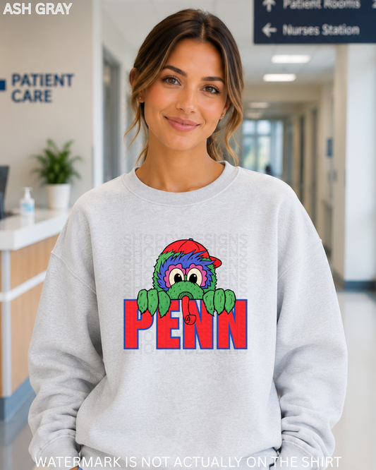Penn Philadelphia Baseball Mascot Inspired “Peek-A-Boo” T-Shirt, Sweatshirt & Hoodie