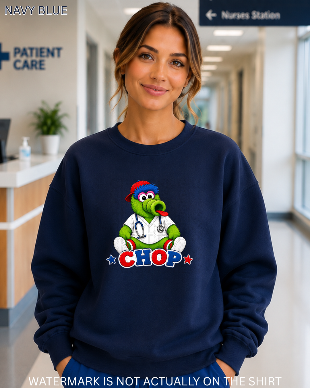 CHOP Cute Philadelphia Baseball Mascot Inspired Healthcare Worker T-Shirt, Crewneck Sweatshirt & Hoodie
