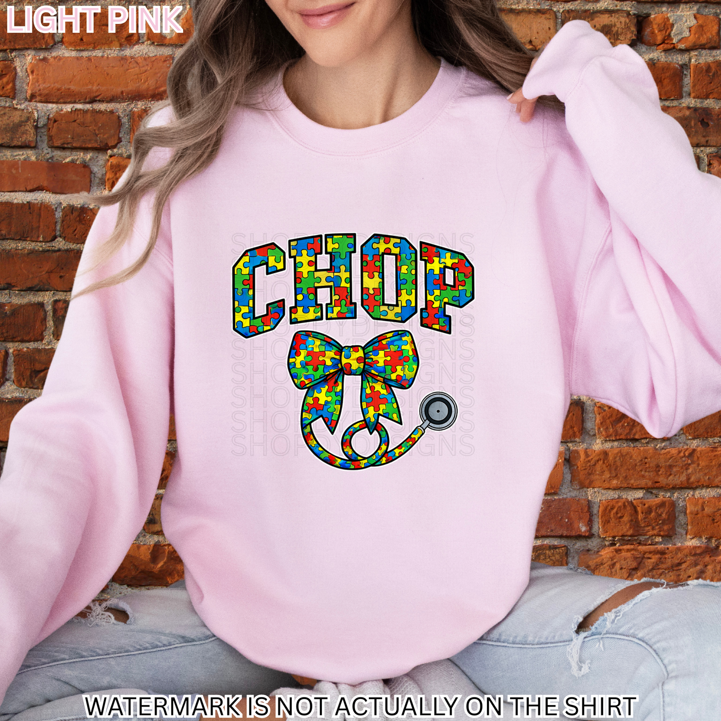 CHOP Autism Puzzle Bow Shirt | Awareness T-Shirt, Crewneck Sweatshirt, Hoodie