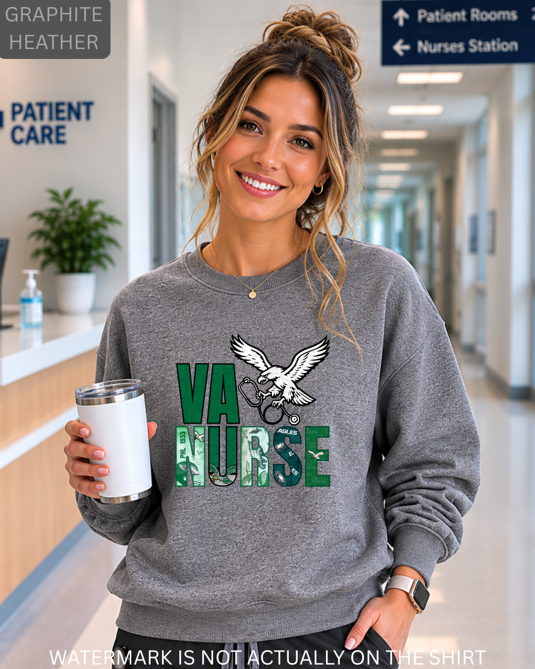 VA NURSE “First Down” Philadelphia Football Inspired T-Shirt, Crewneck Sweatshirt & Hoodie