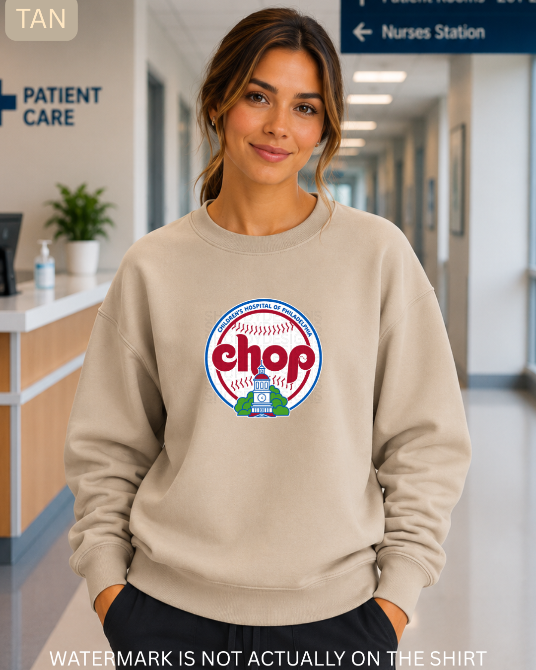 CHOP Retro Philadelphia Baseball Inspired T-Shirt, Crewneck Sweatshirt & Hoodie
