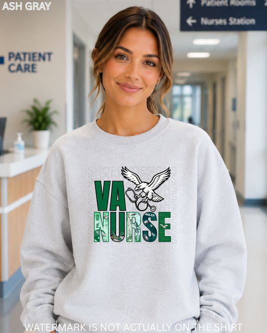 VA NURSE “First Down” Philadelphia Football Inspired T-Shirt, Crewneck Sweatshirt & Hoodie