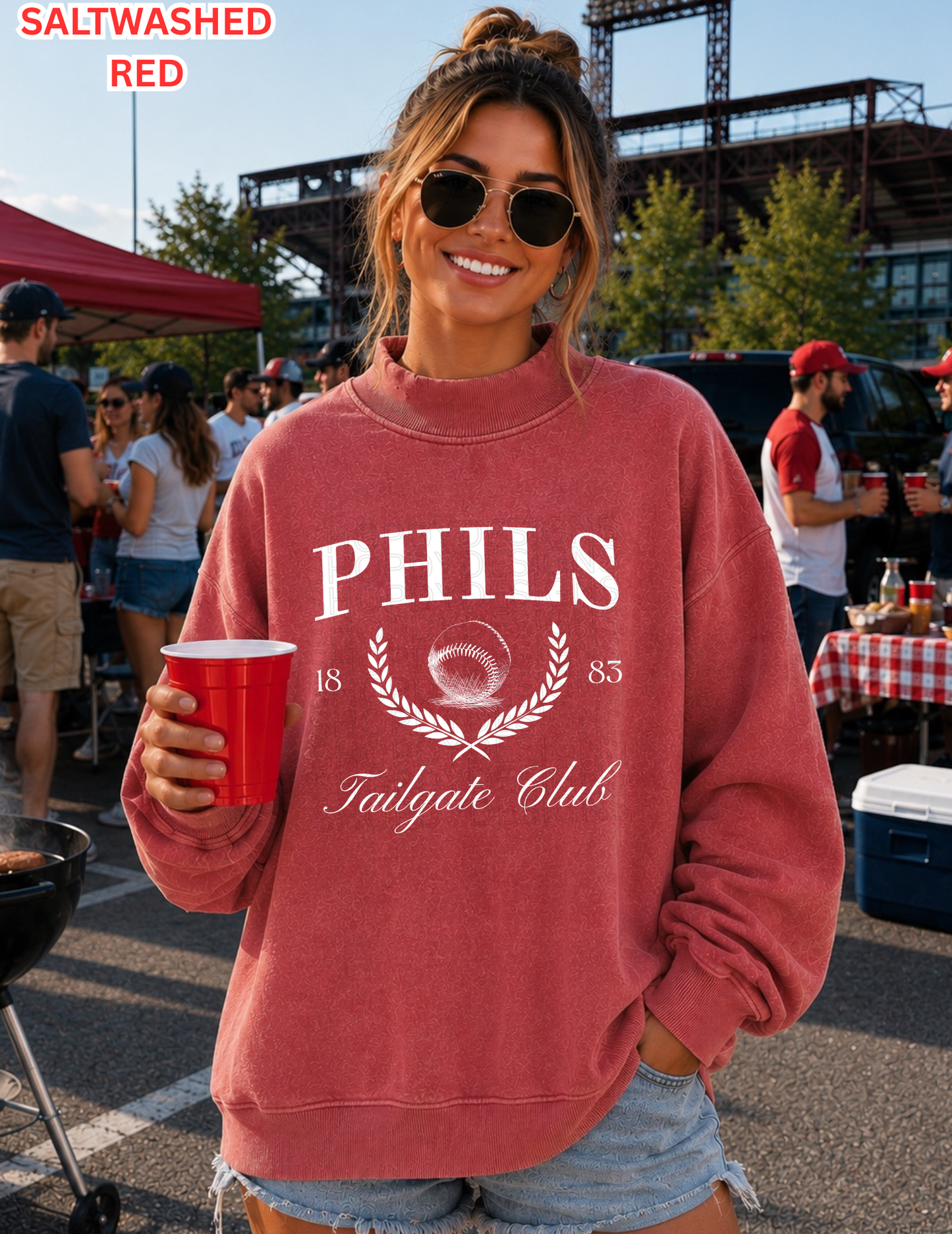 Phils Tailgate Club Mock Neck | Oversized Philadelphia Baseball Sweatshirt