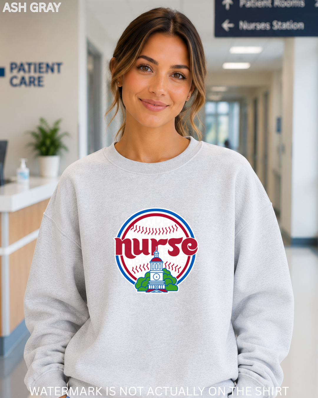 Vintage Philadelphia Baseball Inspired Nurse City Hall T-Shirt, Crewneck Sweatshirt & Hoodie
