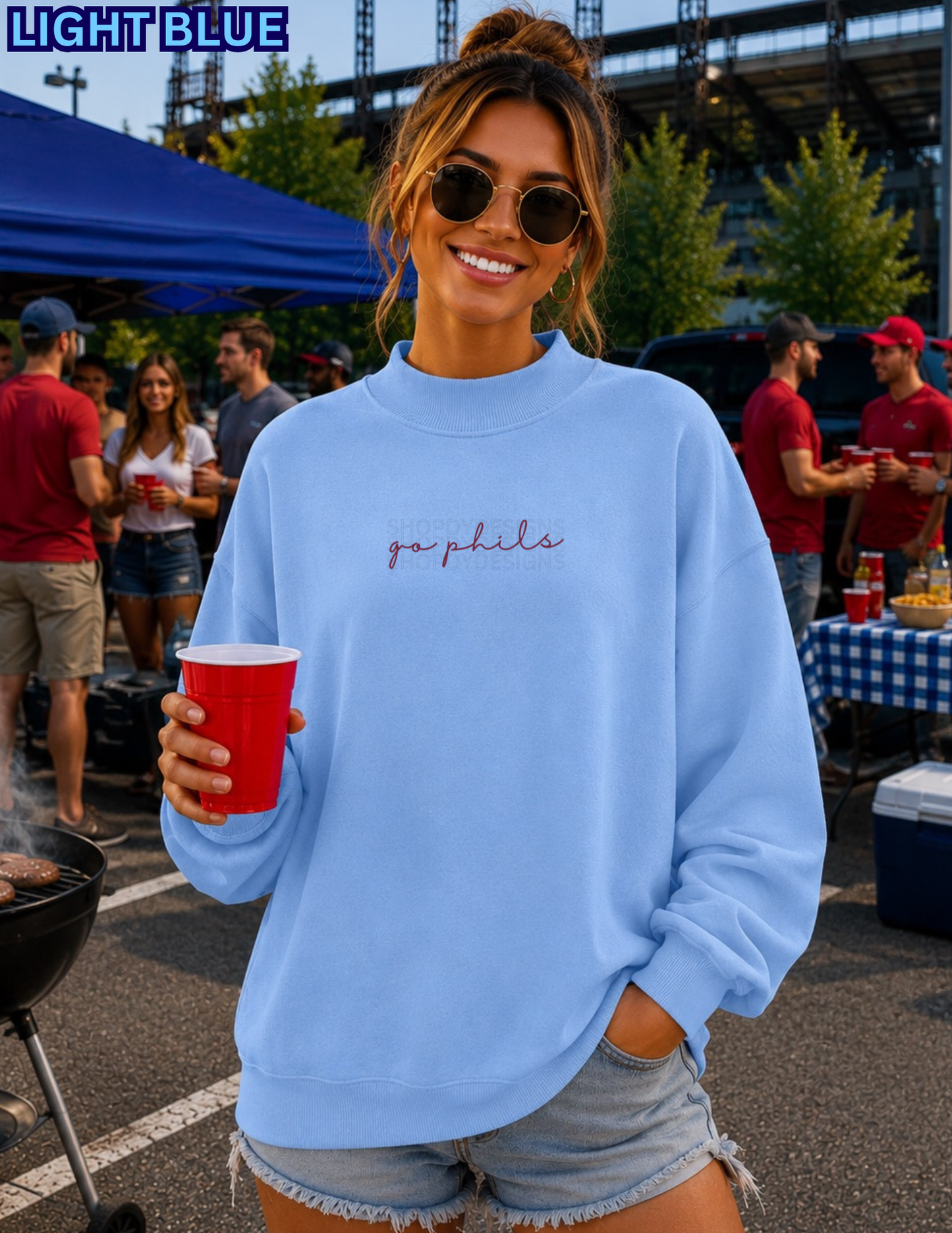 Go Phils Script Mock Neck | Oversized Philadelphia Baseball Sweatshirt