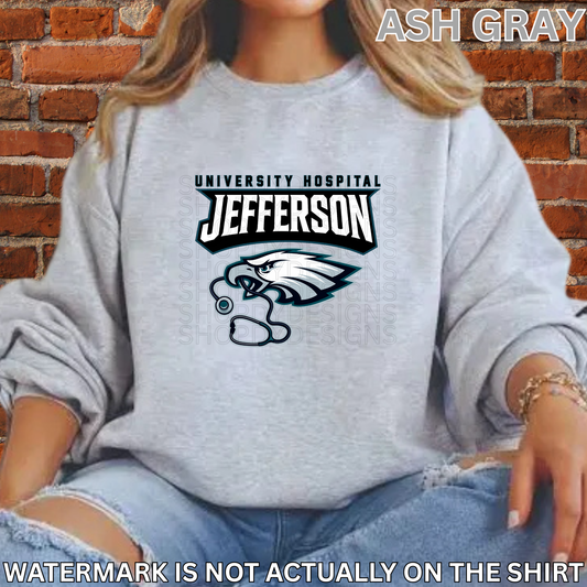 Jefferson Hospital Philadelphia Birds Football Inspired Shirt, Crewneck Sweatshirt, Hoodie| Healthcare Worker Apparel