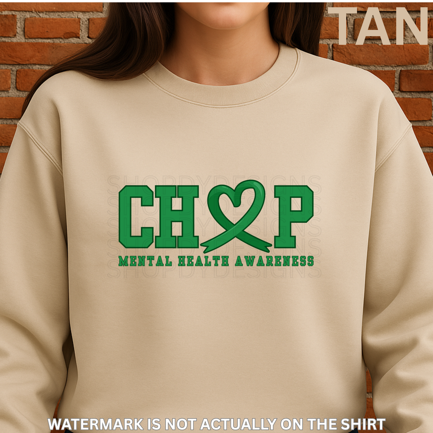 CHOP Mental Health Awareness T-Shirt, Sweatshirt & Hoodie | Green Ribbon Heart Design | Healthcare Apparel
