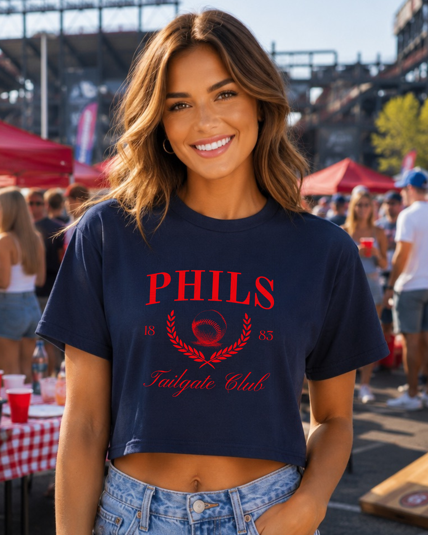 Phils Tailgate Club Philadelphia Baseball Inspired Women’s Crop Top
