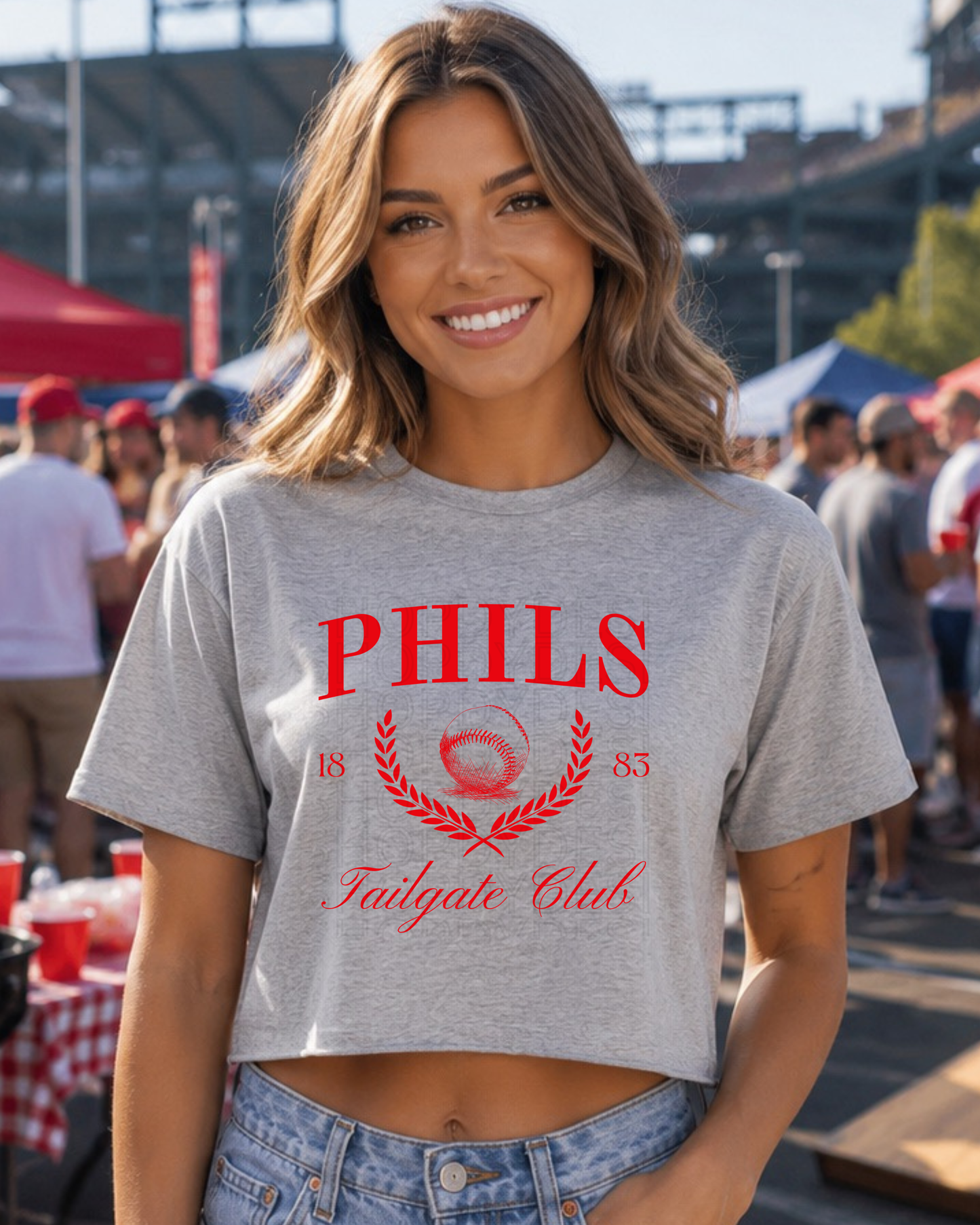 Phils Tailgate Club Philadelphia Baseball Inspired Women’s Crop Top