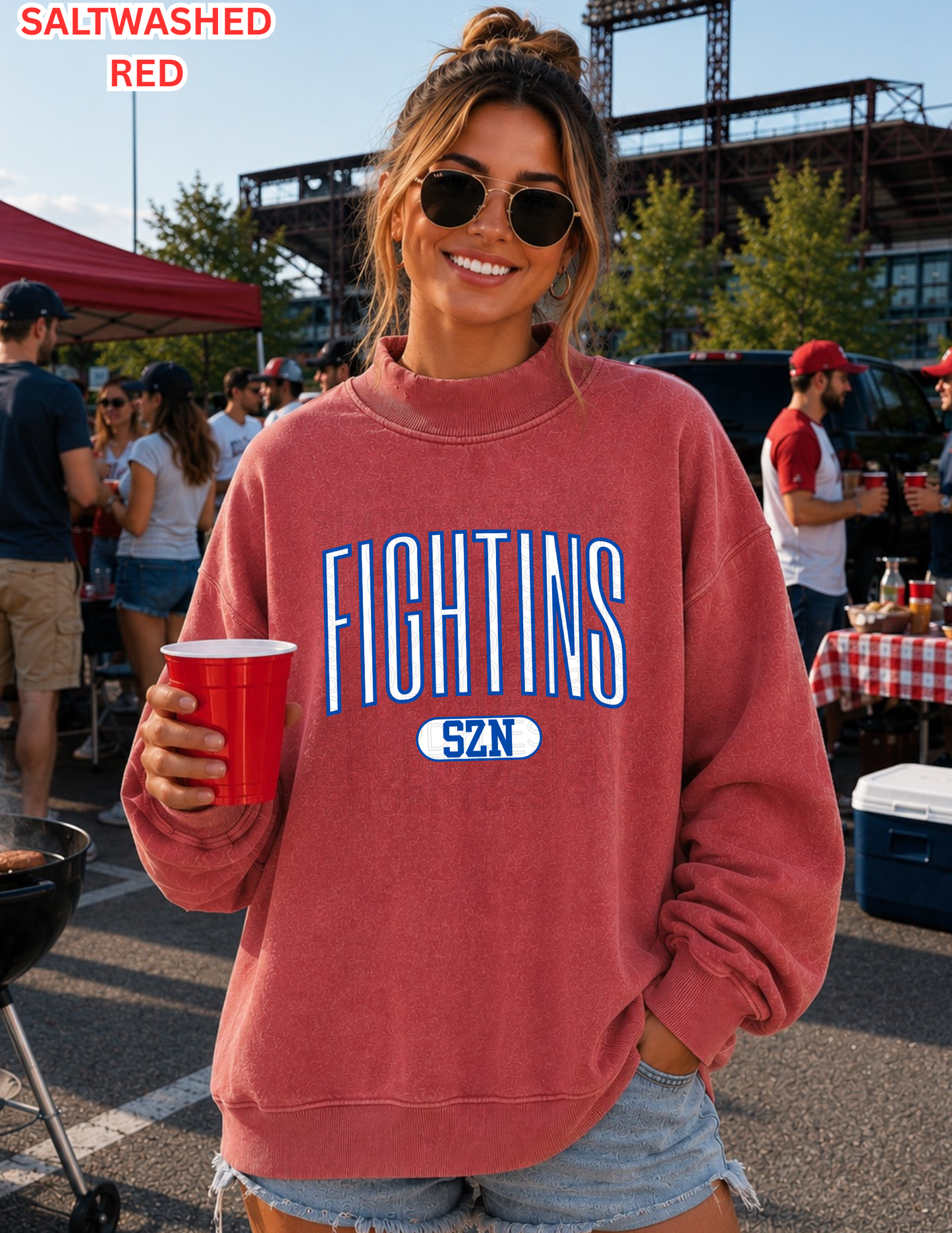 Fightins SZN Mock Neck | Oversized Philadelphia Baseball Sweatshirt
