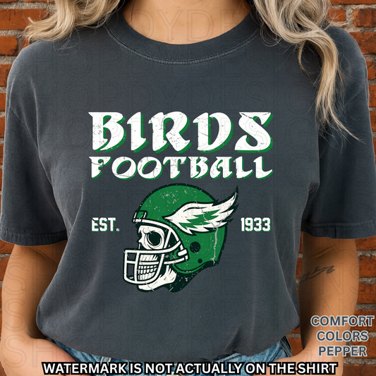 Birds Football Vintage Skull Helmet Comfort Colors T-Shirt