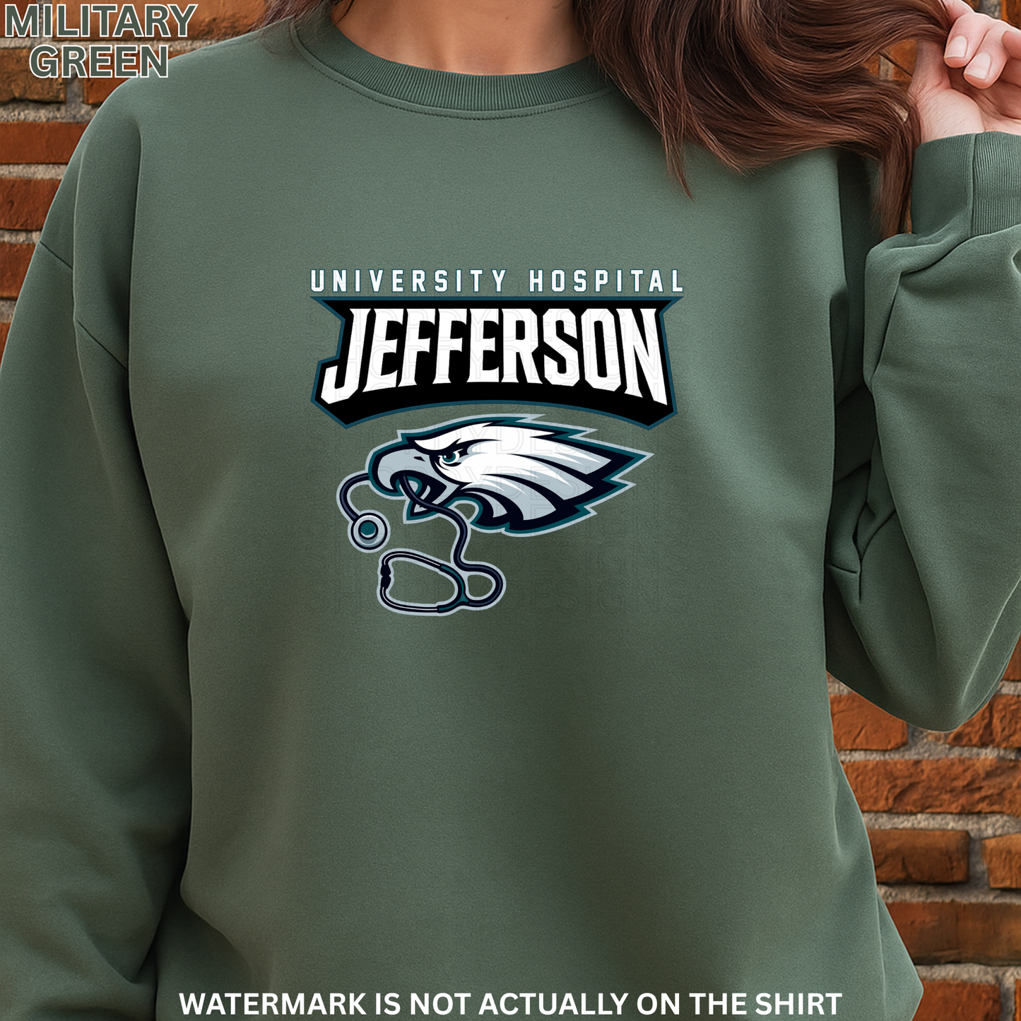 Jefferson Hospital Philadelphia Birds Football Inspired Shirt, Crewneck Sweatshirt, Hoodie| Healthcare Worker Apparel