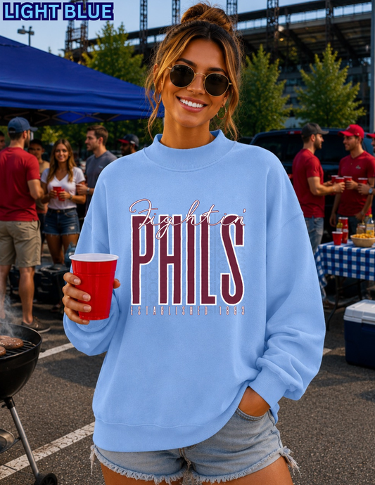 Fightin Phils Vintage Mock Neck | Oversized Philadelphia Baseball Sweatshirt