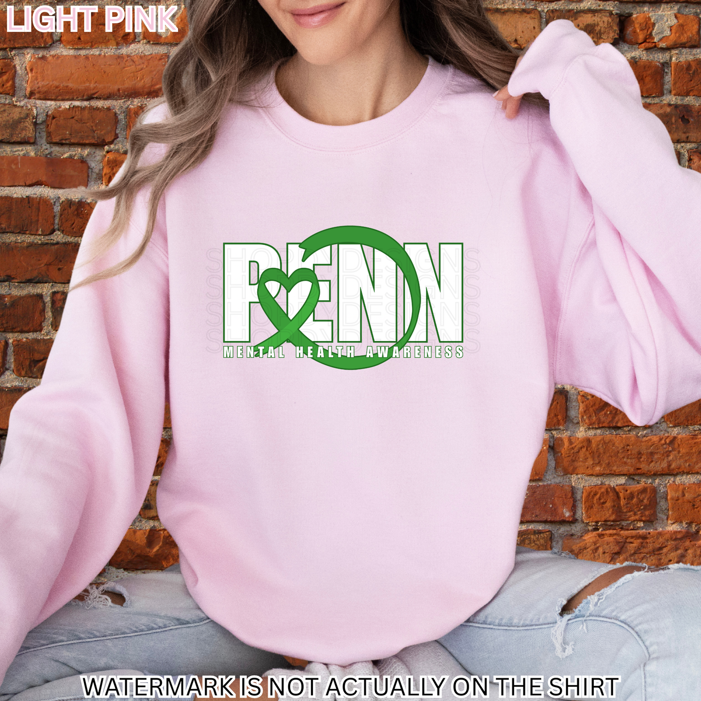 Penn Mental Health Awareness T-Shirt, Sweatshirt & Hoodie | Green Ribbon Heart Design | Healthcare Apparel