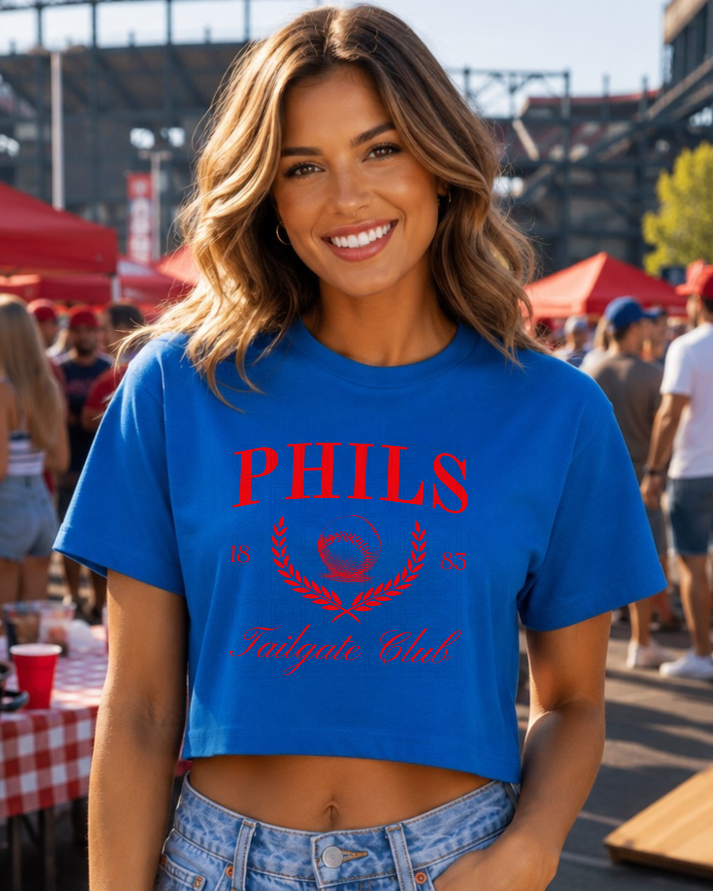 Phils Tailgate Club Philadelphia Baseball Inspired Women’s Crop Top