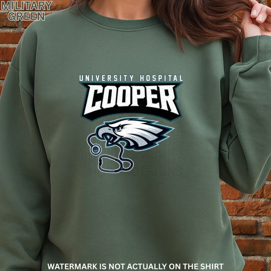 Cooper Hospital Philadelphia Birds Football Inspired Shirt, Crewneck Sweatshirt, Hoodie| Healthcare Worker Apparel