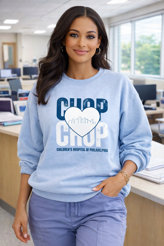 CHOP Stacked Heart Philadelphia Skyline Shirt | Philly Healthcare Pride Apparel