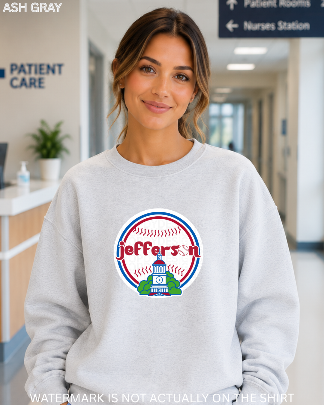 Jefferson Vintage Philadelphia Baseball Inspired City Hall T-Shirt, Crewneck Sweatshirt & Hoodie