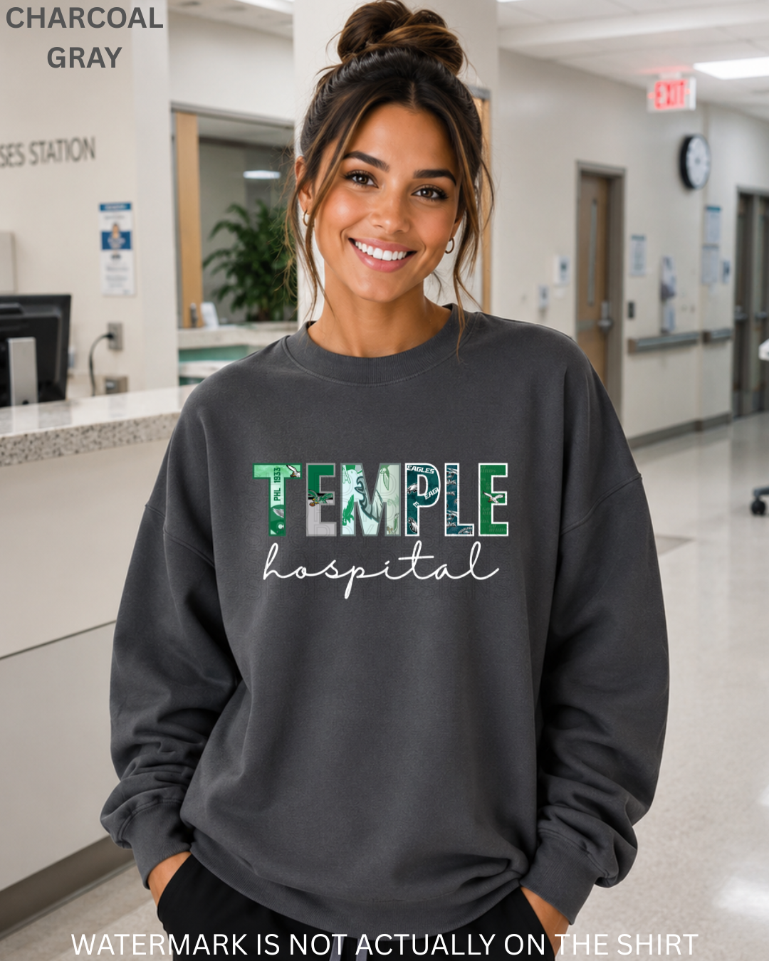 Temple Hospital “First Down” Philadelphia Football Inspired Collage T-Shirt, Sweatshirt & Hoodie