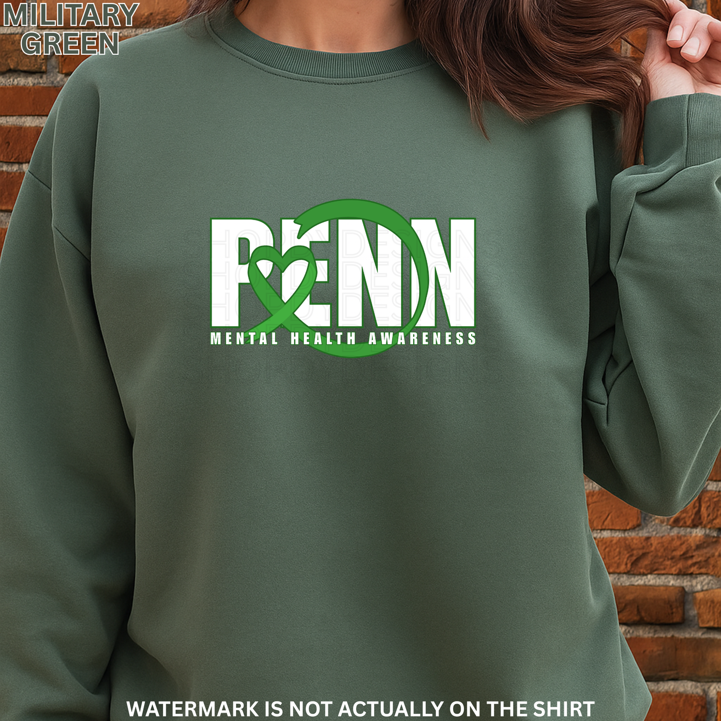 Penn Mental Health Awareness T-Shirt, Sweatshirt & Hoodie | Green Ribbon Heart Design | Healthcare Apparel