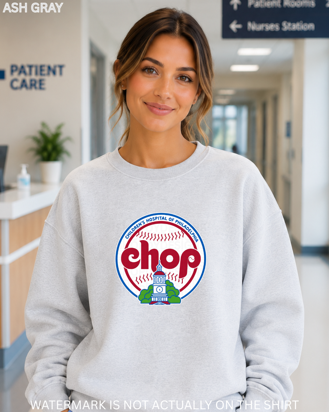 CHOP Retro Philadelphia Baseball Inspired T-Shirt, Crewneck Sweatshirt & Hoodie