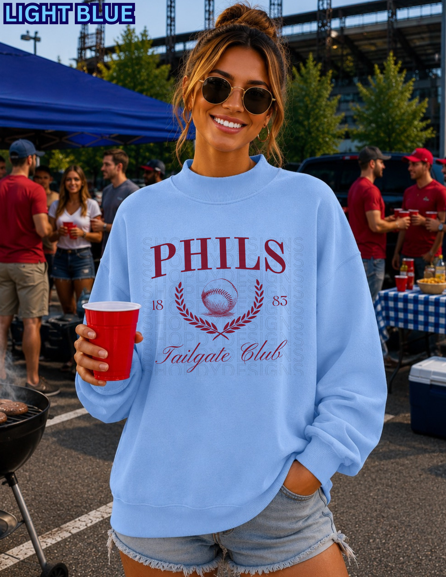 Phils Tailgate Club Mock Neck | Oversized Philadelphia Baseball Sweatshirt