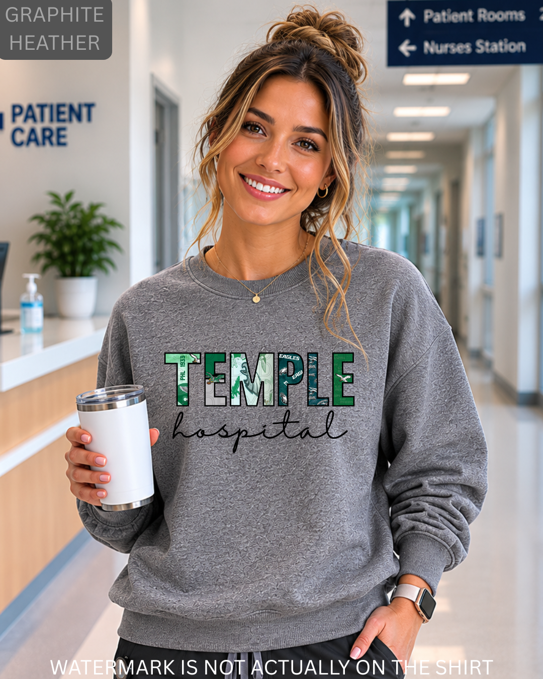 Temple Hospital “First Down” Philadelphia Football Inspired Collage T-Shirt, Sweatshirt & Hoodie