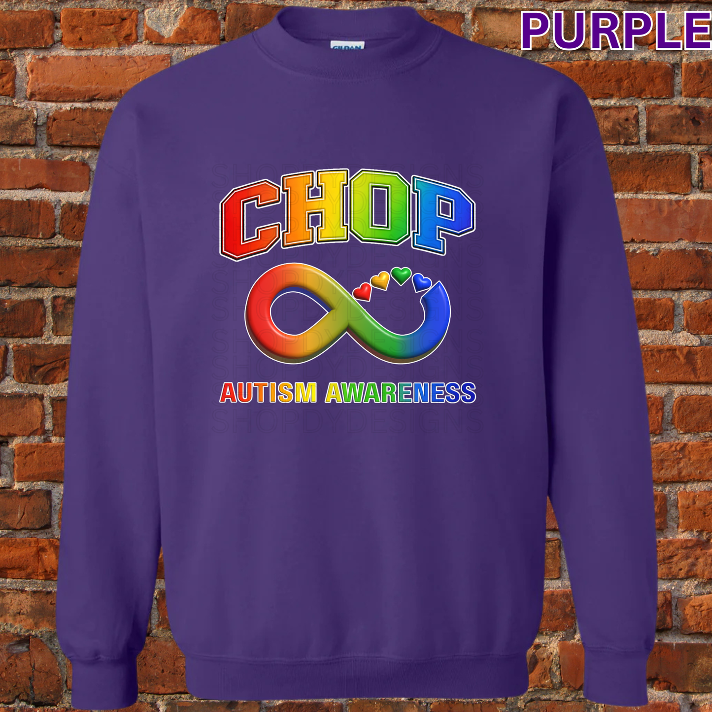 CHOP Autism Awareness Rainbow Infinity Shirt | Neurodiversity Support T-Shirt, Crewneck Sweatshirt, Hoodie