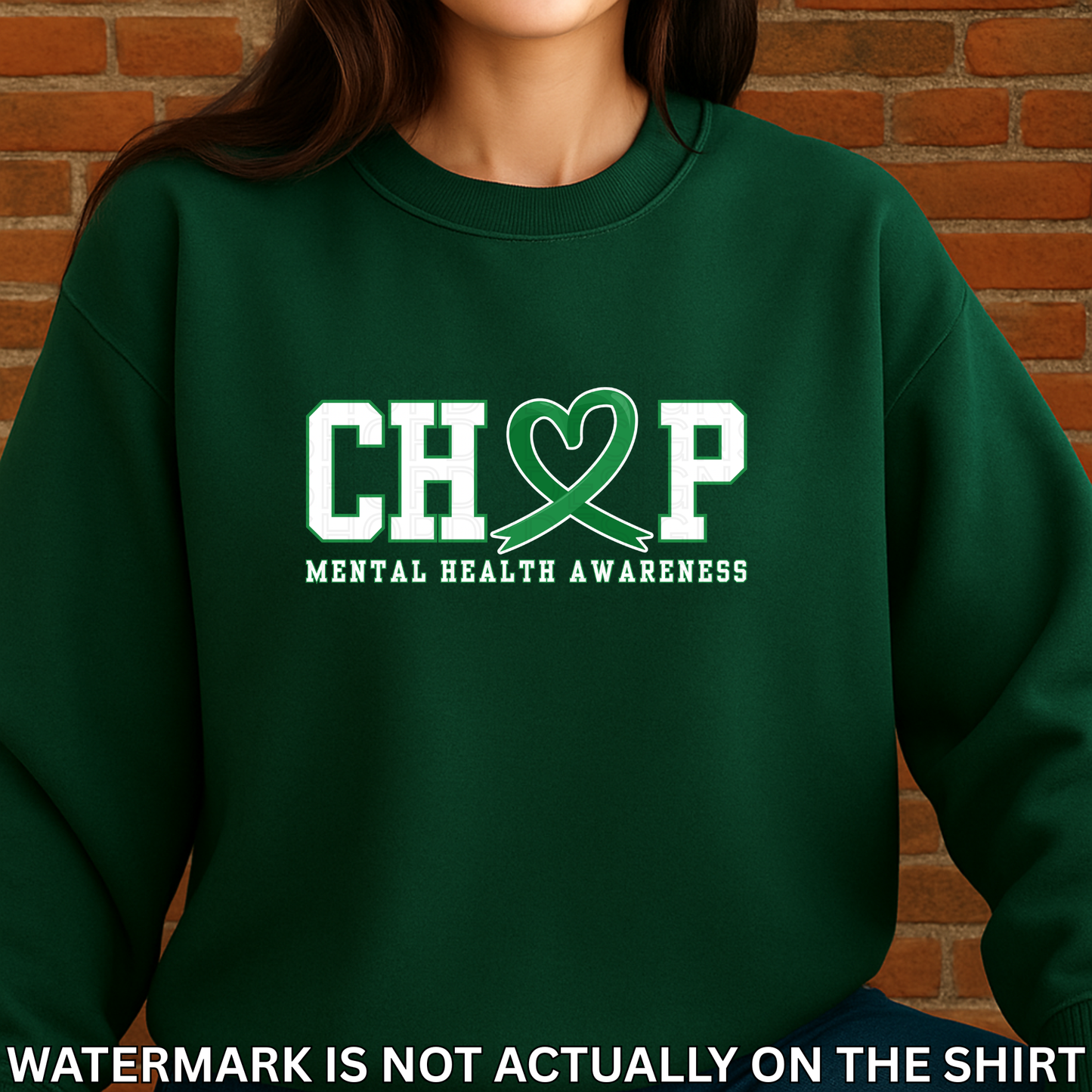 CHOP Mental Health Awareness T-Shirt, Sweatshirt & Hoodie | Green Ribbon Heart Design | Healthcare Apparel