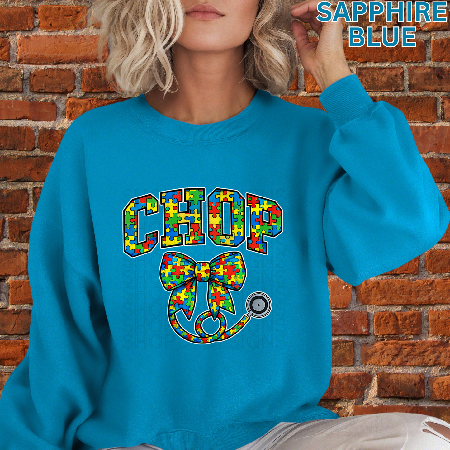 CHOP Autism Puzzle Bow Shirt | Awareness T-Shirt, Crewneck Sweatshirt, Hoodie