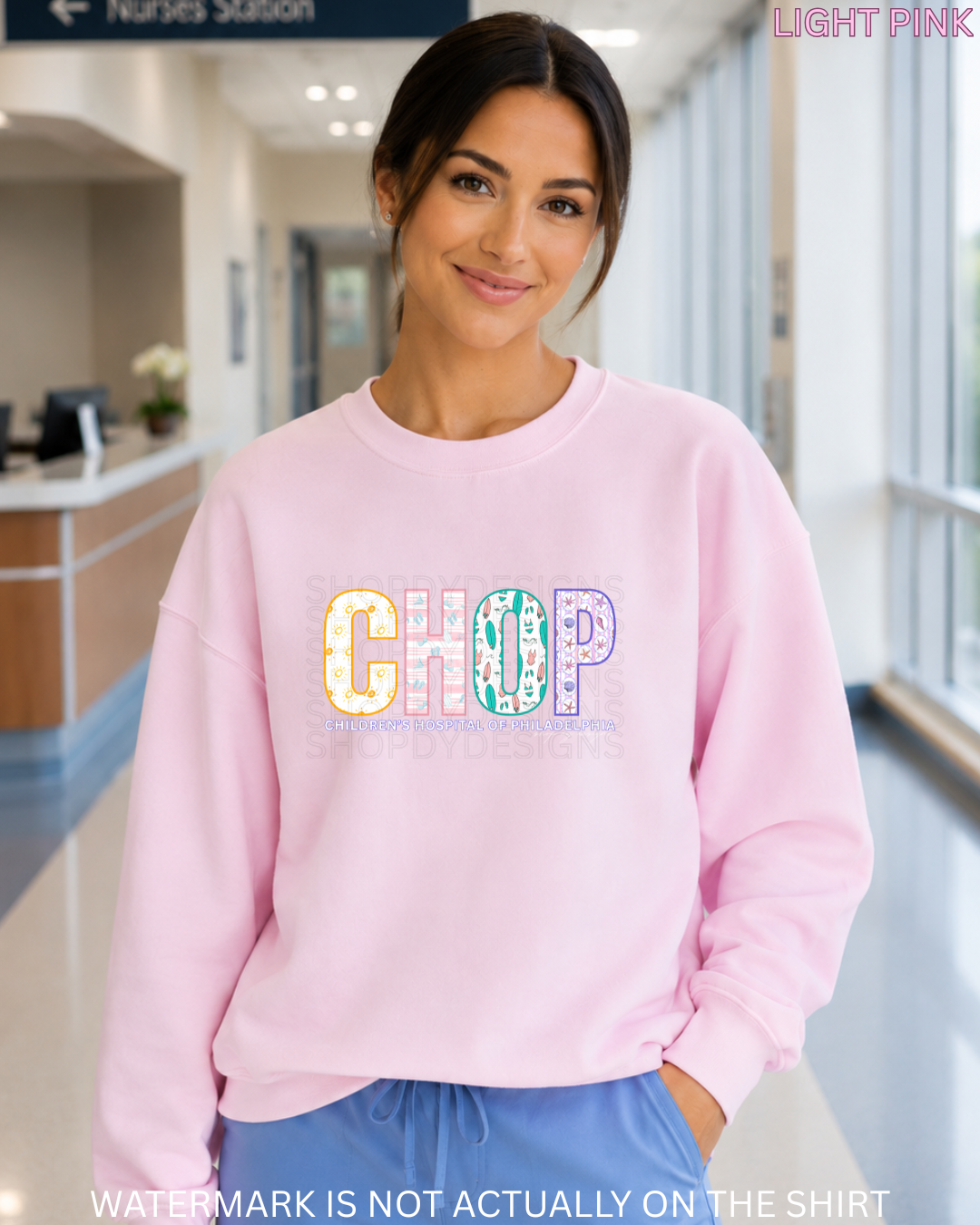 CHOP “Beach Vibes” T-Shirt, Crewneck Sweatshirt & Hoodie