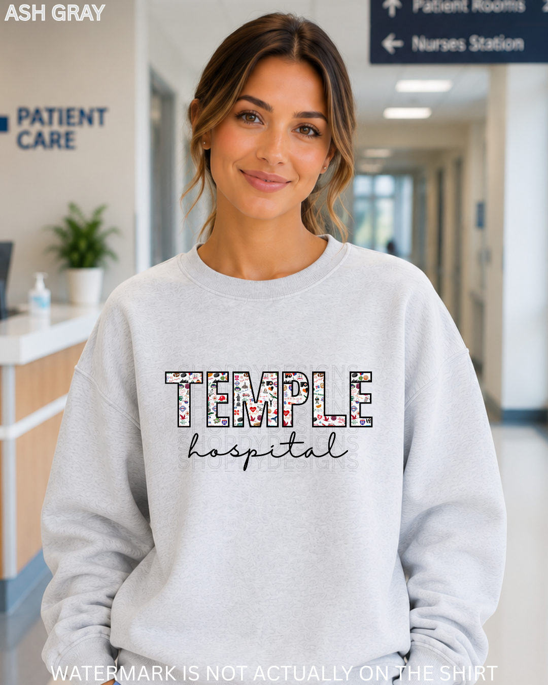 Temple Hospital Philadelphia Sports Inspired Collage T-Shirt, Sweatshirt & Hoodie