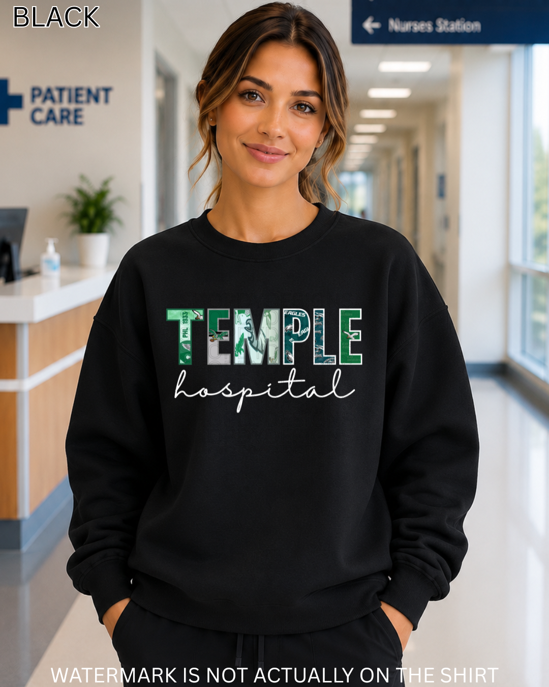 Temple Hospital “First Down” Philadelphia Football Inspired Collage T-Shirt, Sweatshirt & Hoodie