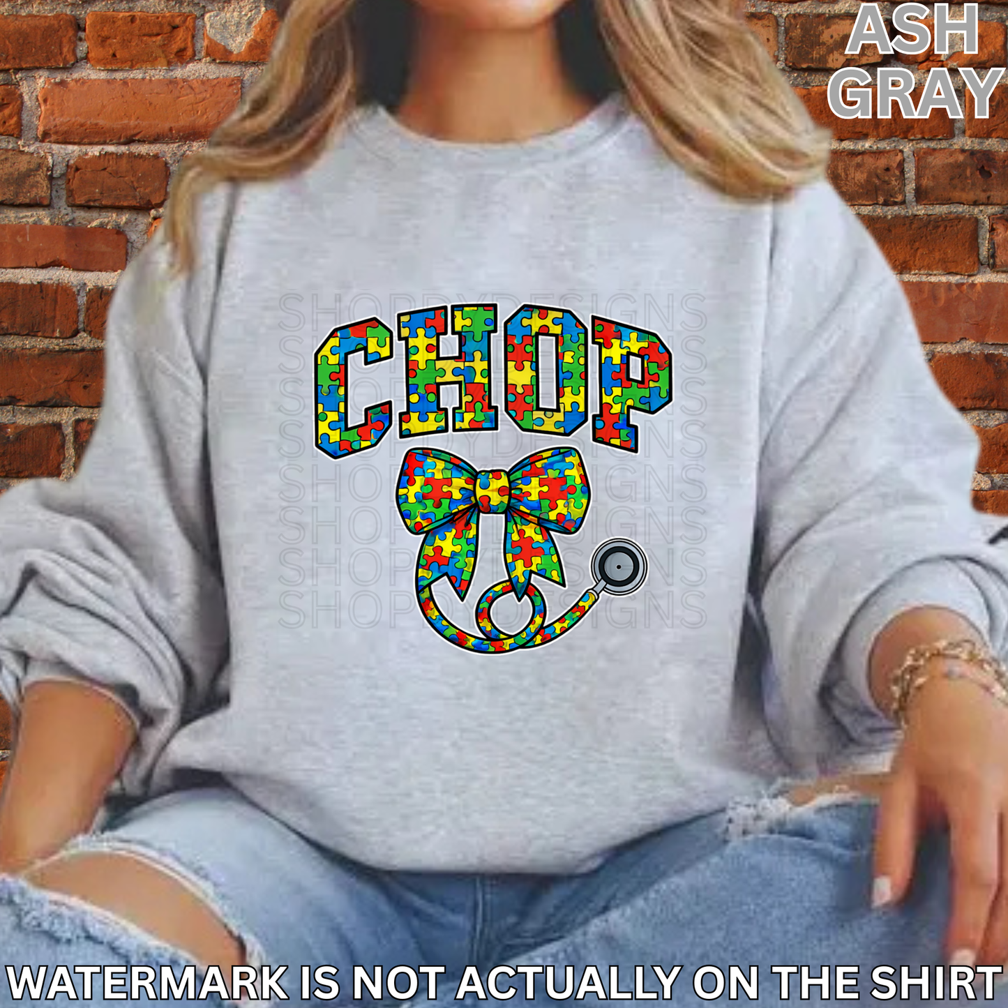 CHOP Autism Puzzle Bow Shirt | Awareness T-Shirt, Crewneck Sweatshirt, Hoodie