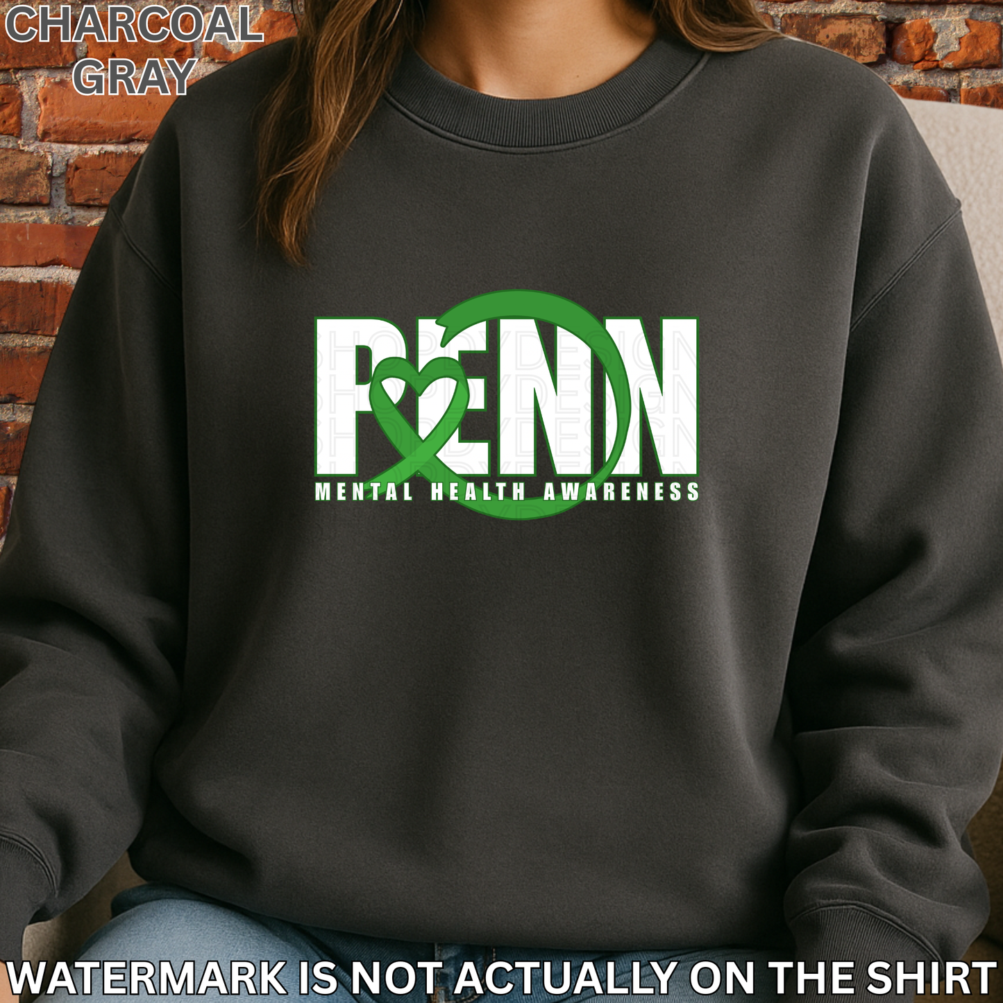 Penn Mental Health Awareness T-Shirt, Sweatshirt & Hoodie | Green Ribbon Heart Design | Healthcare Apparel